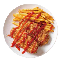 Pechuga de pollo frito con patatas