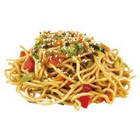 Tallarines fritos con tres delicias